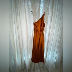 Elegant Orange One-Shoulder Dress